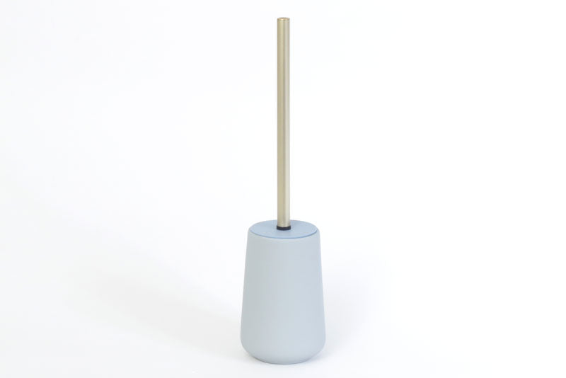 200401 - מברשת שירותים בכלי קרמיקה בצבע תכלת ידית זהב