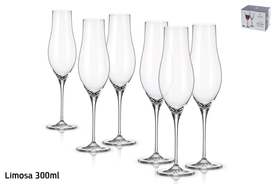 087959 - סט 6 גביעי שמפניה  LIMOSA בוהמיה קריסטל