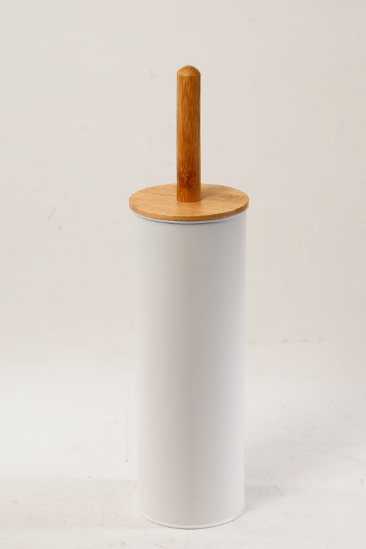 201635 - מברשת שירותים ידית במבוק בגודל 10X10X38.5 בצבע לבן מט