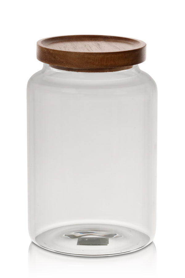 205064 צנצנת זכוכית עם מכסה עץ שיטה