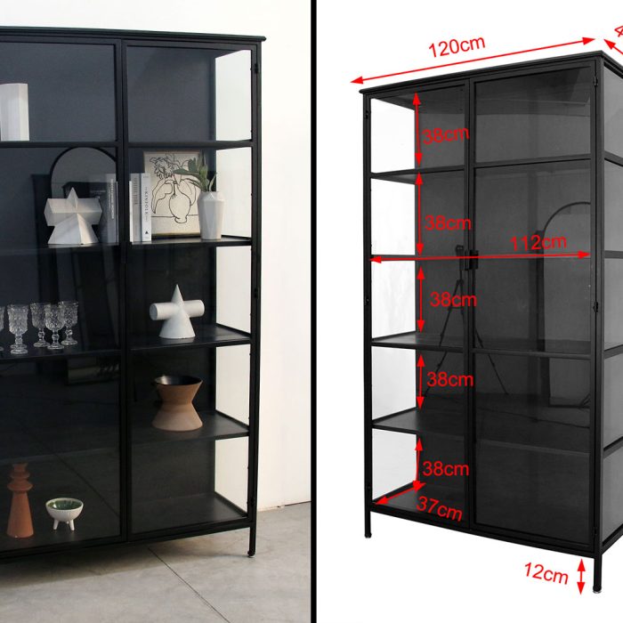 207956 ויטרינה מדפים מתכת פרזול שחור