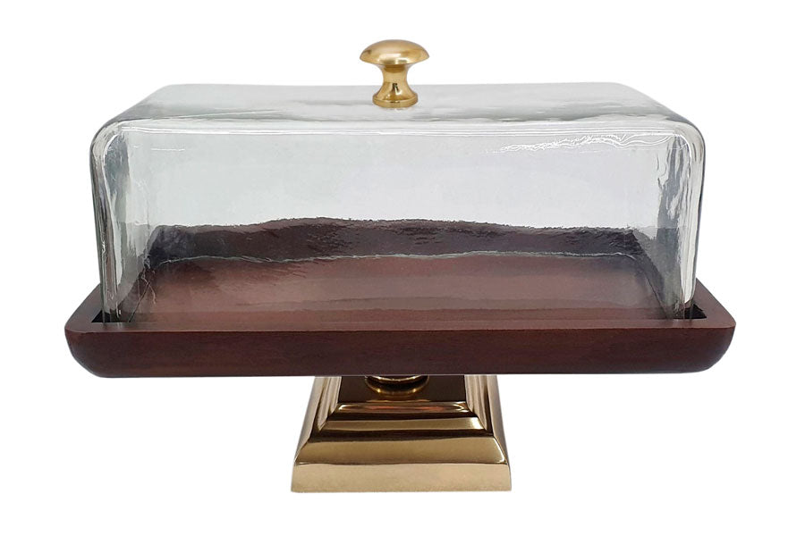 208190 - אינגליש קייק על רגל Wood Wet Brass Gold