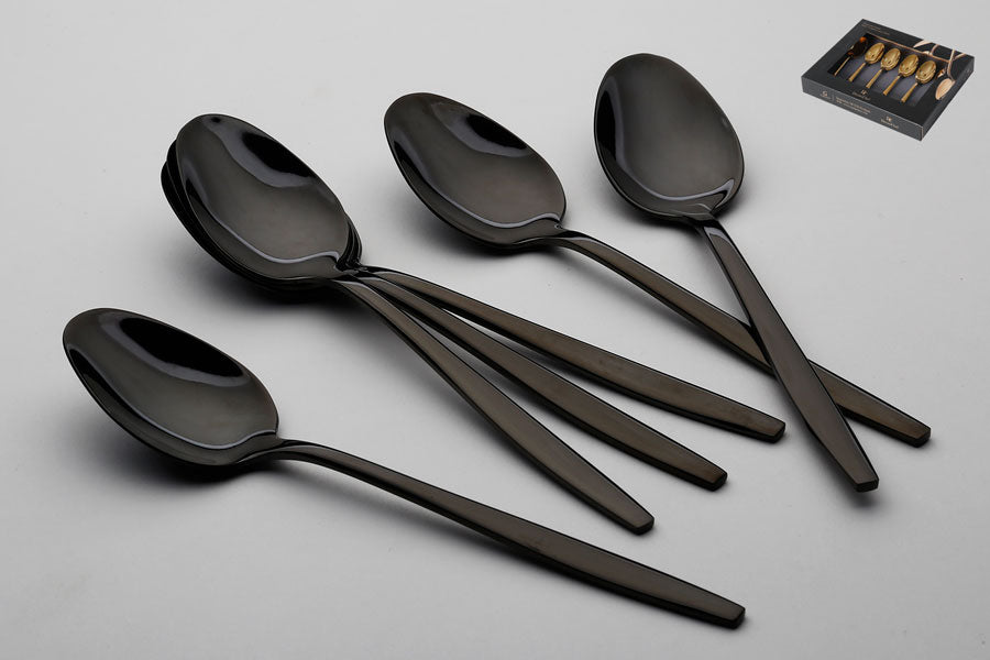 208756 - סט 6 כפיות קינוח דגם Gentle נירוסטה 18/10 שחור מבריק