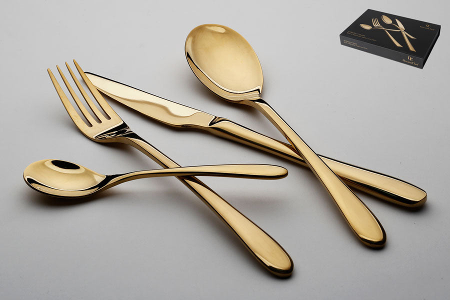 208780 - סט סכו"ם 24 חלקים דגם Smooth נירוסטה 18/10 זהב מבריק