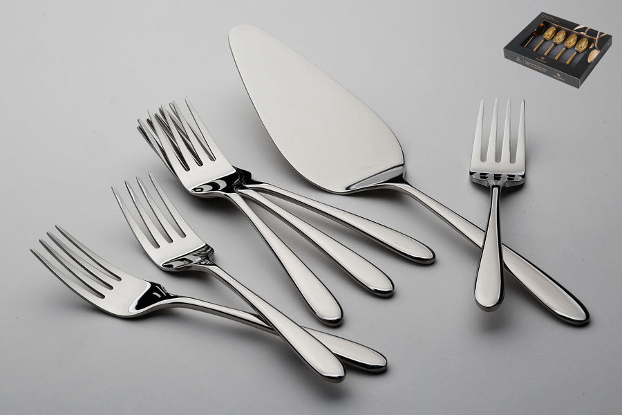 208784 - סט כף עוגה +6 מזלגות דגם Smooth