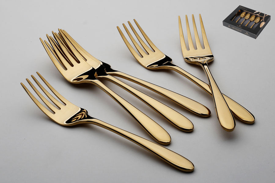 208789 - סט 6 מזלגות קינוח דגם Smooth נירוסטה 18/10 זהב מבריק