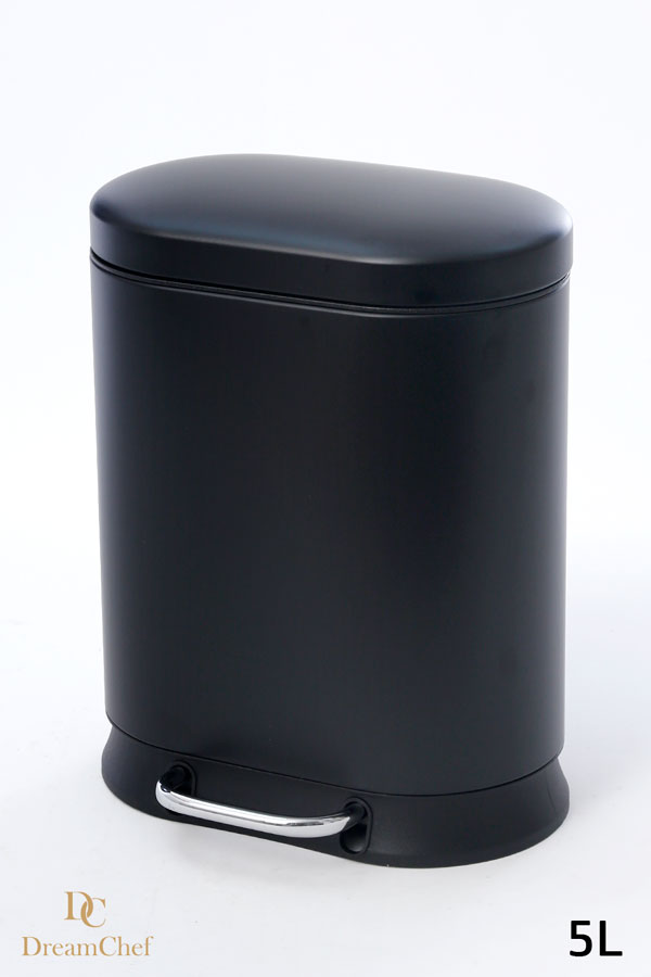 פח לשירותים שחור מט טריקה שקטה , מתכת אובלי