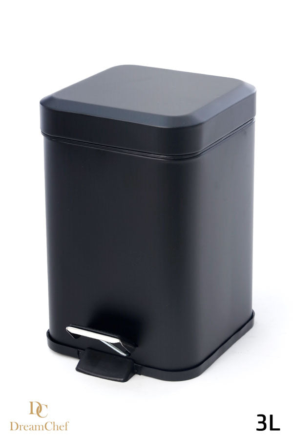 210772 - פח לשירותים מרובע שחור מט טריקה שקטה   