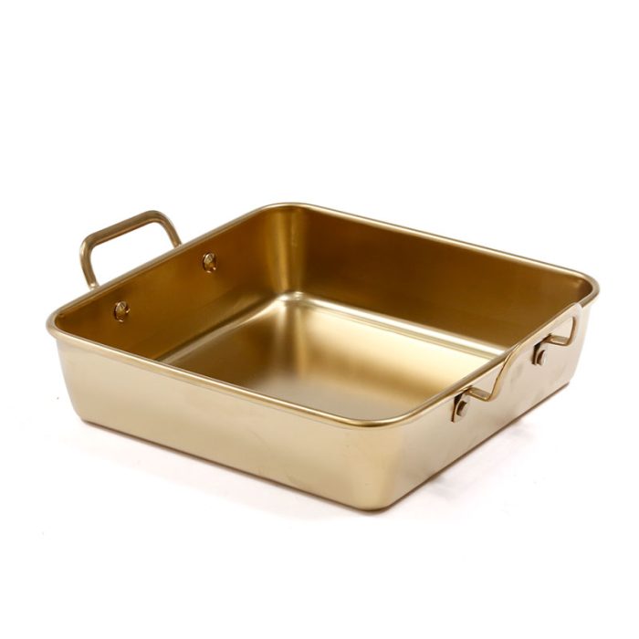 211688 - תבנית הגשה מרובעת נירוסטה זהב