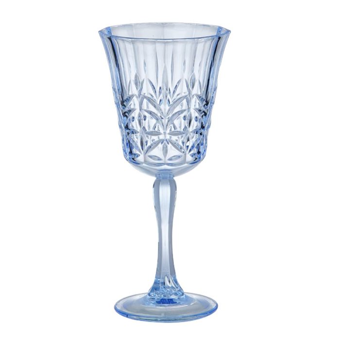 213034 -אקריליק -  כוס יין פולי קרבונט מקושט כחול