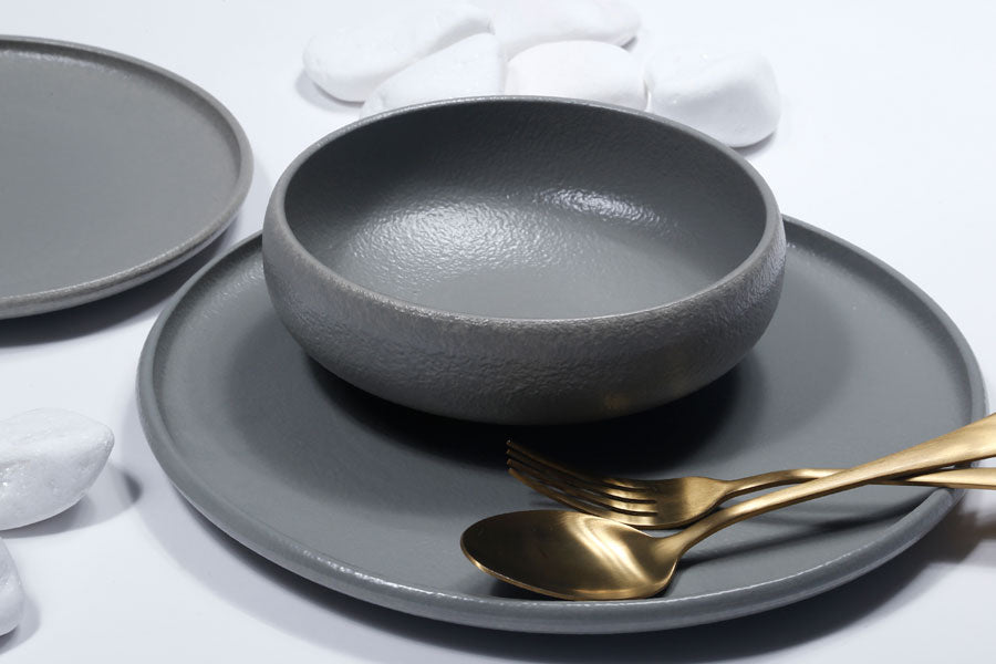 213650 סט 18 צלחות STONE WARE GREY