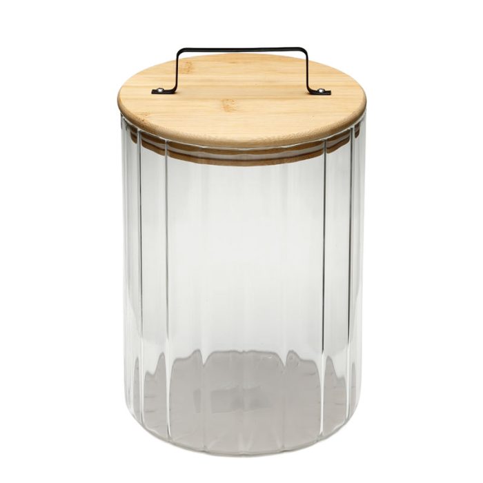 213762 - צנצנת אחסון מכסה עץ