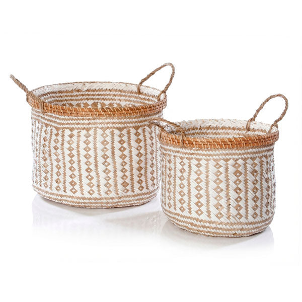 214025 -סט זוג סלסלות לבן טבעי