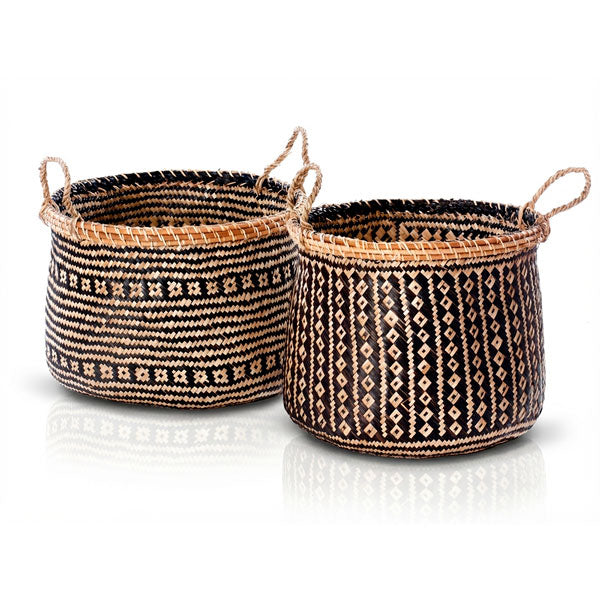 214026 -סט זוג סלסלות  טבעי & שחור