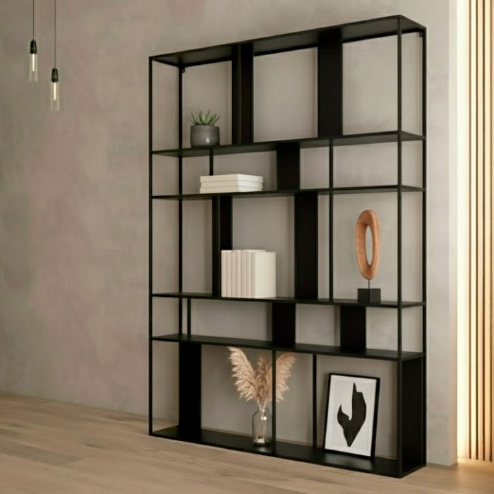 214714 ויטרינה / מדפים פתוחה פרזול BLACK