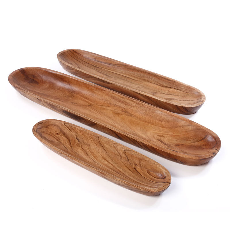 215112 סט 3 קערות עץ אובלי ACACIA WOOD