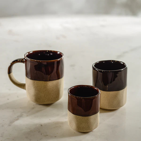 סט 4 יחידות ספל רטרו בראון 340 מ"ל