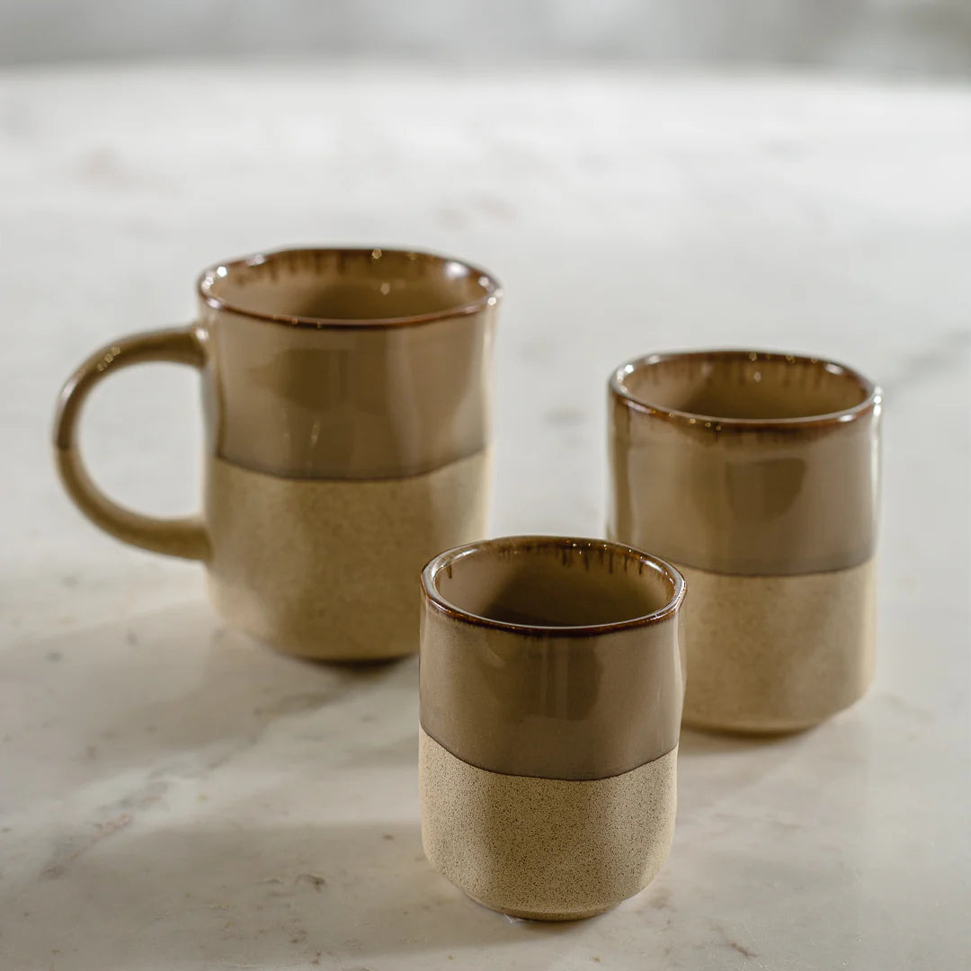 סט 4 ספל רטרו בז' 340 מ"ל