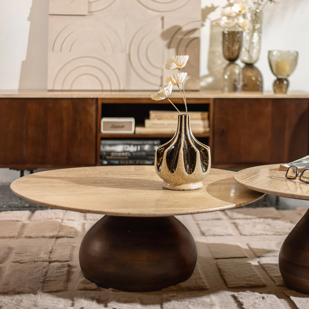 38616117082 - שולחן סלון קוזי טרוורטין L