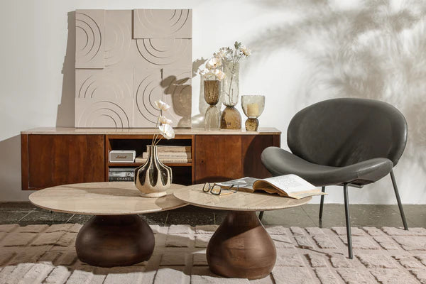 38616117082 - שולחן סלון קוזי טרוורטין L