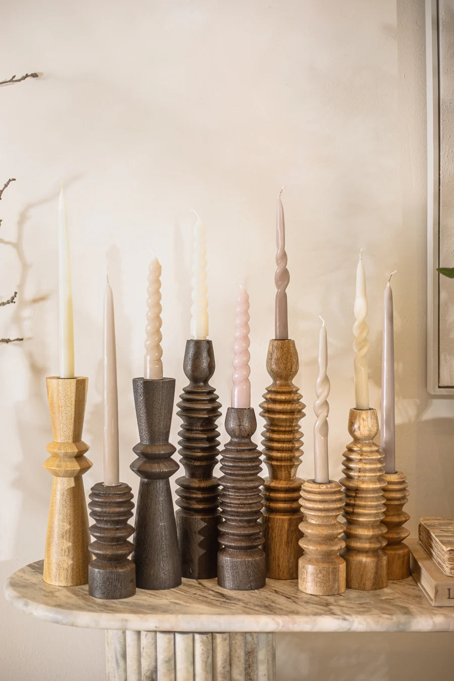 61492116585 - זוג נרות טפר אלגנס אייבורי