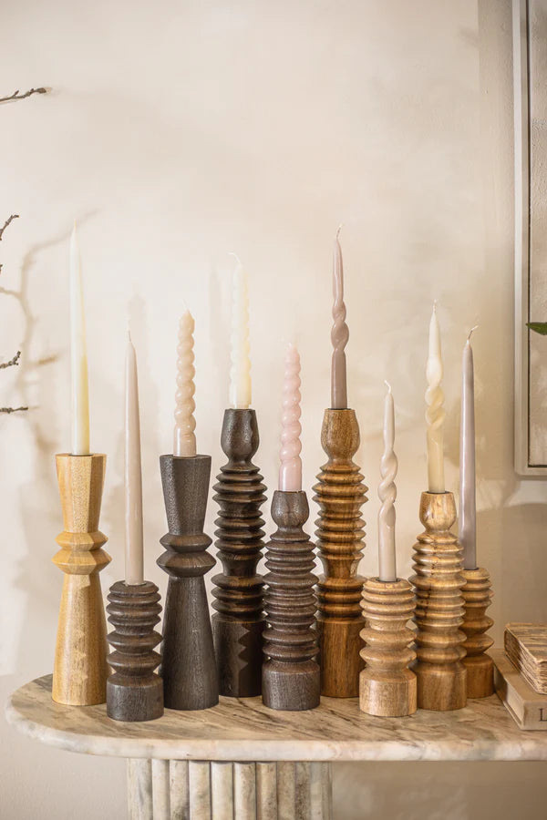 61492116589 - זוג נרות טפר טוויסט אייבורי