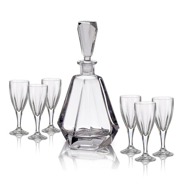 665409 סט דקנטר בקבוק 450 מ"ל + 6 גביעים 170 מ"ל Bromelias בוהמיה קריסטל