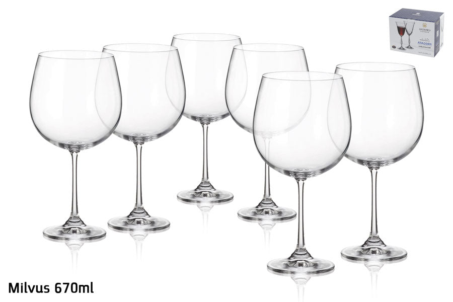 929921 - סט 6 גביעי יין Milvus 670ml קריסטל בוהמיה