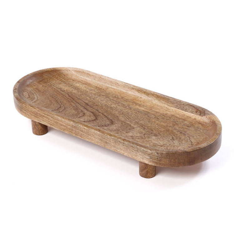 מגש עץ אובלי + רגליים -7327