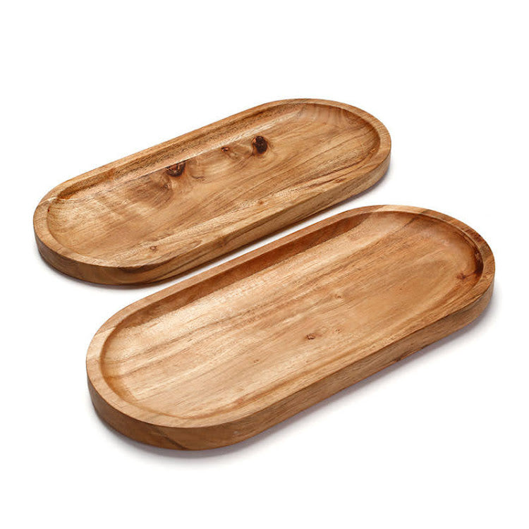 זוג מגשים אובלים עץ מלא