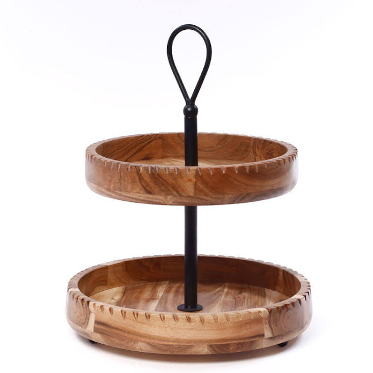 מעמד 2 קומות עץ מלא - דופן גבוה